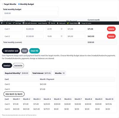 Multi-Credit-Card-Paydown-Tool